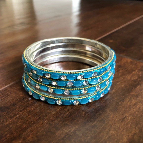 Amrita Singh Bangle Set- Teal - Picture 2 of 5